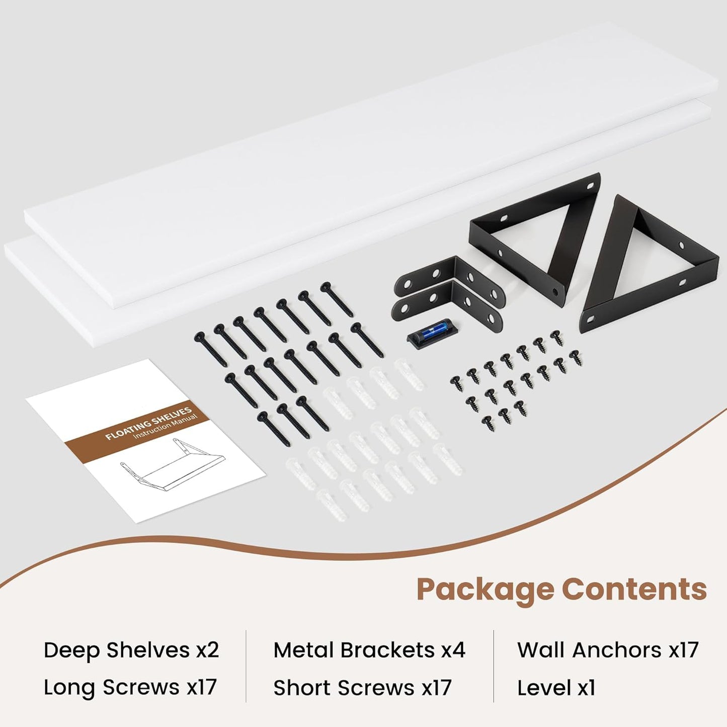 ShelfLoft 55" Wide x 8" Deep Wall Mounted Floating Shelves, 2 Pack