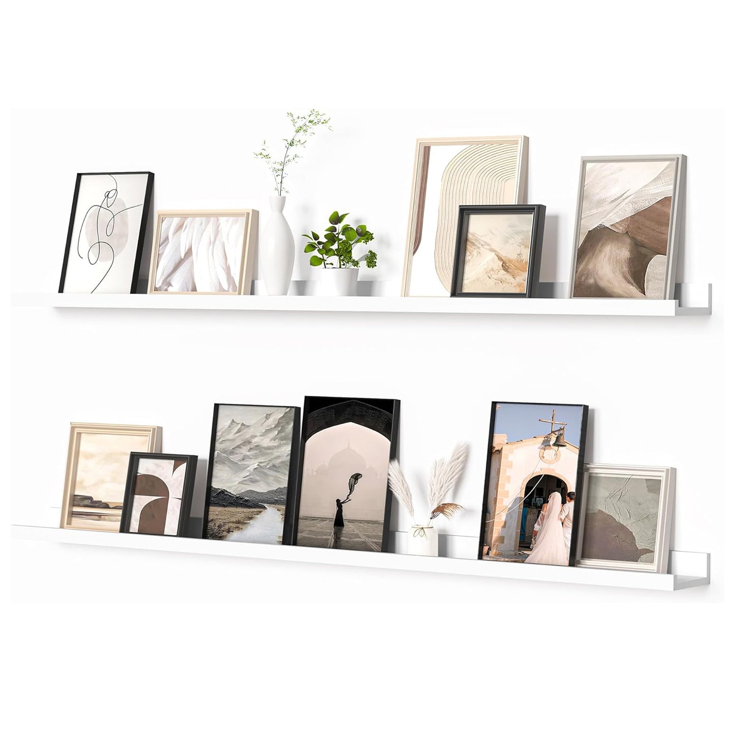 ShelfLoft 4.5 Inch Deep Picture Ledge Shelf Wall Floating Shelves with Lip,Set of 2