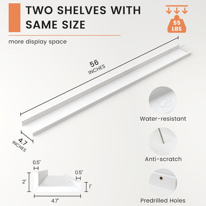 ShelfLoft 4.7"D x 2"H White Picture Ledge Floating Shelves