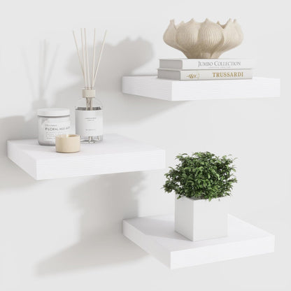 Shelfloft 3-Piece 7.5 Inch Square Floating Cornor Shelves for Small Space Storage