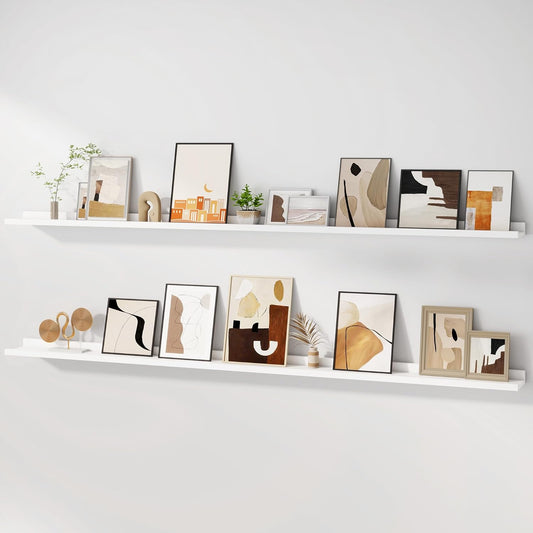 ShelfLoft 72“W x 3.5”D White Picture Ledge Shelf Wall Display Long Floating Shelves,2 Pack