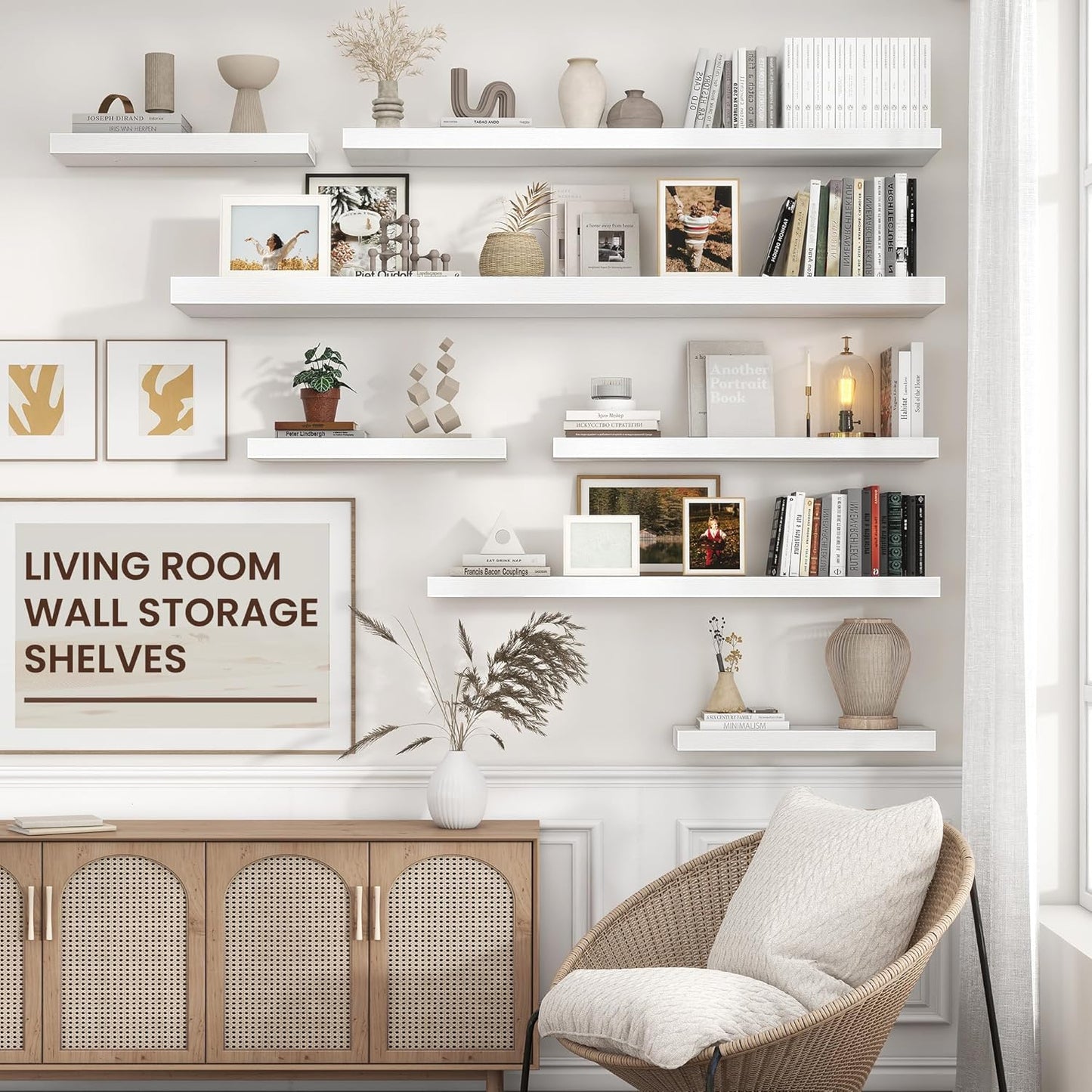 ShelfLoft 72"W x 11.6"D White Floating Shelves for Wall Storage,1 Pack