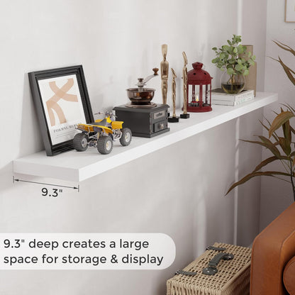 ShelfLoft 9.3"D x 1.5"H White Floating Shelves for Wall Storage