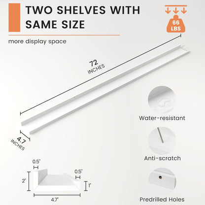 ShelfLoft 4.7"D x 2"H White Picture Ledge Floating Shelves