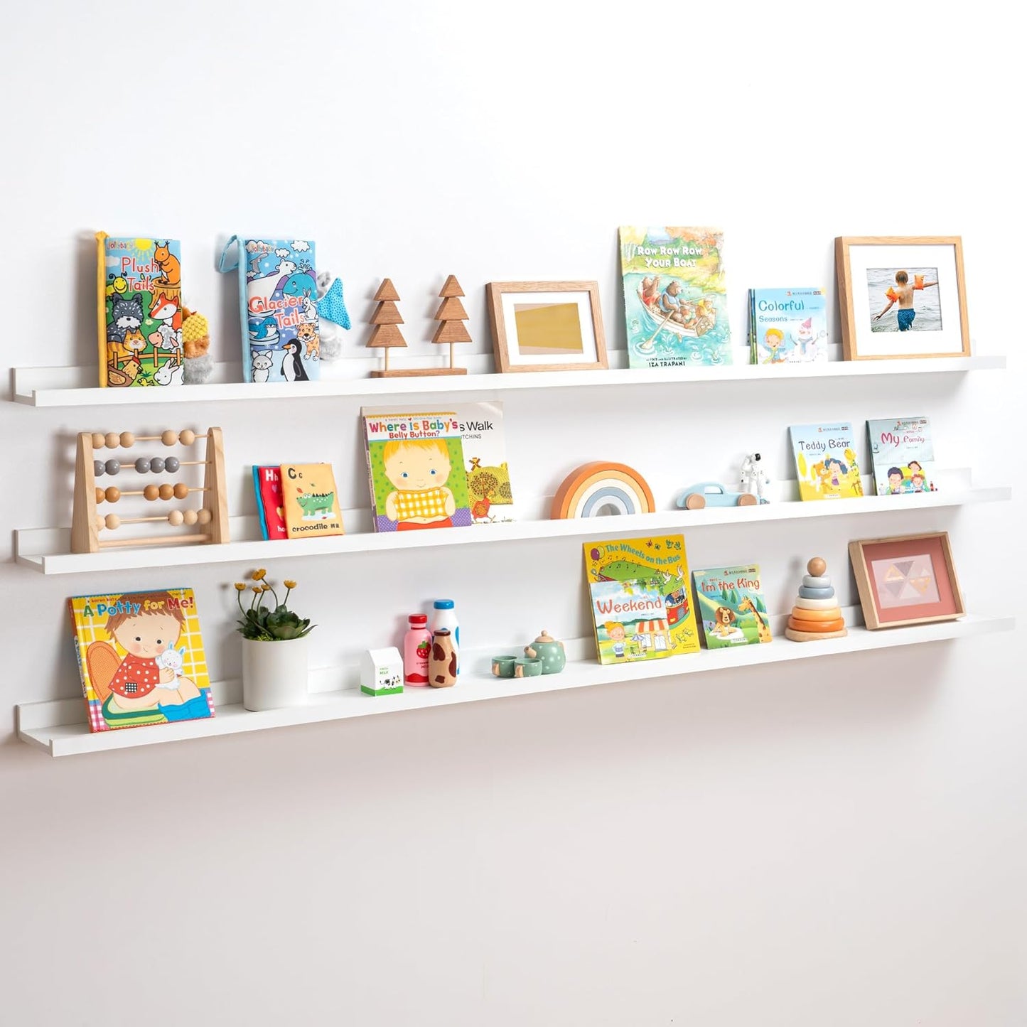 ShelfLoft 5.7 Inch Deep Picture Ledge Shelf Floating Shelves with Lip, Set of 3