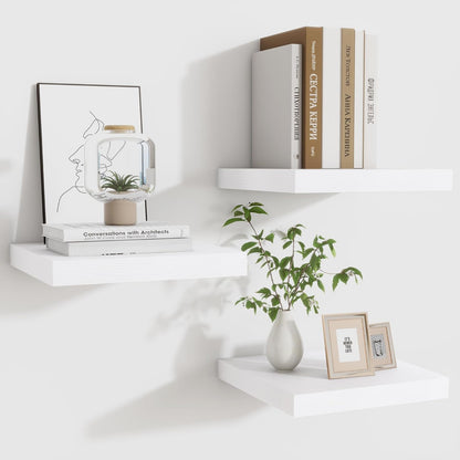 Shelfloft 3-Piece 7.5 Inch Square Floating Cornor Shelves for Small Space Storage