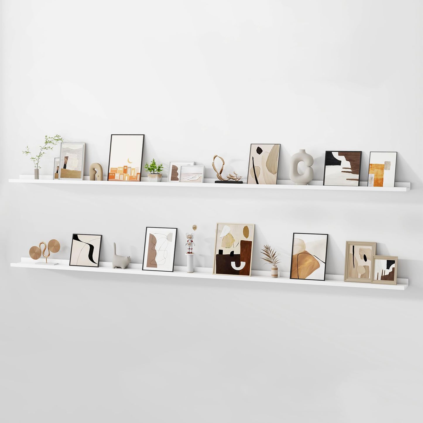 ShelfLoft 3.5"D x 1.6"H White Picture Ledge Shelf Nursery Bookshelf Floating Shelves