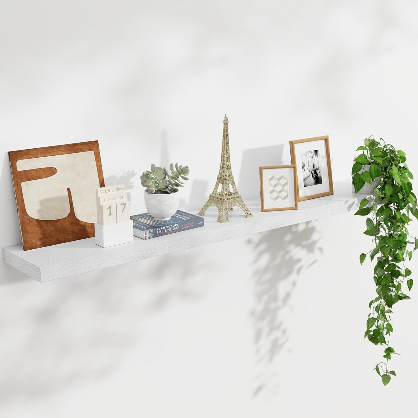 ShelfLoft 48" Wide x 8" Deep 88lbs Solid Oak Wood Floating Shelves Wall Mounted Display Shelf, 2 Pack