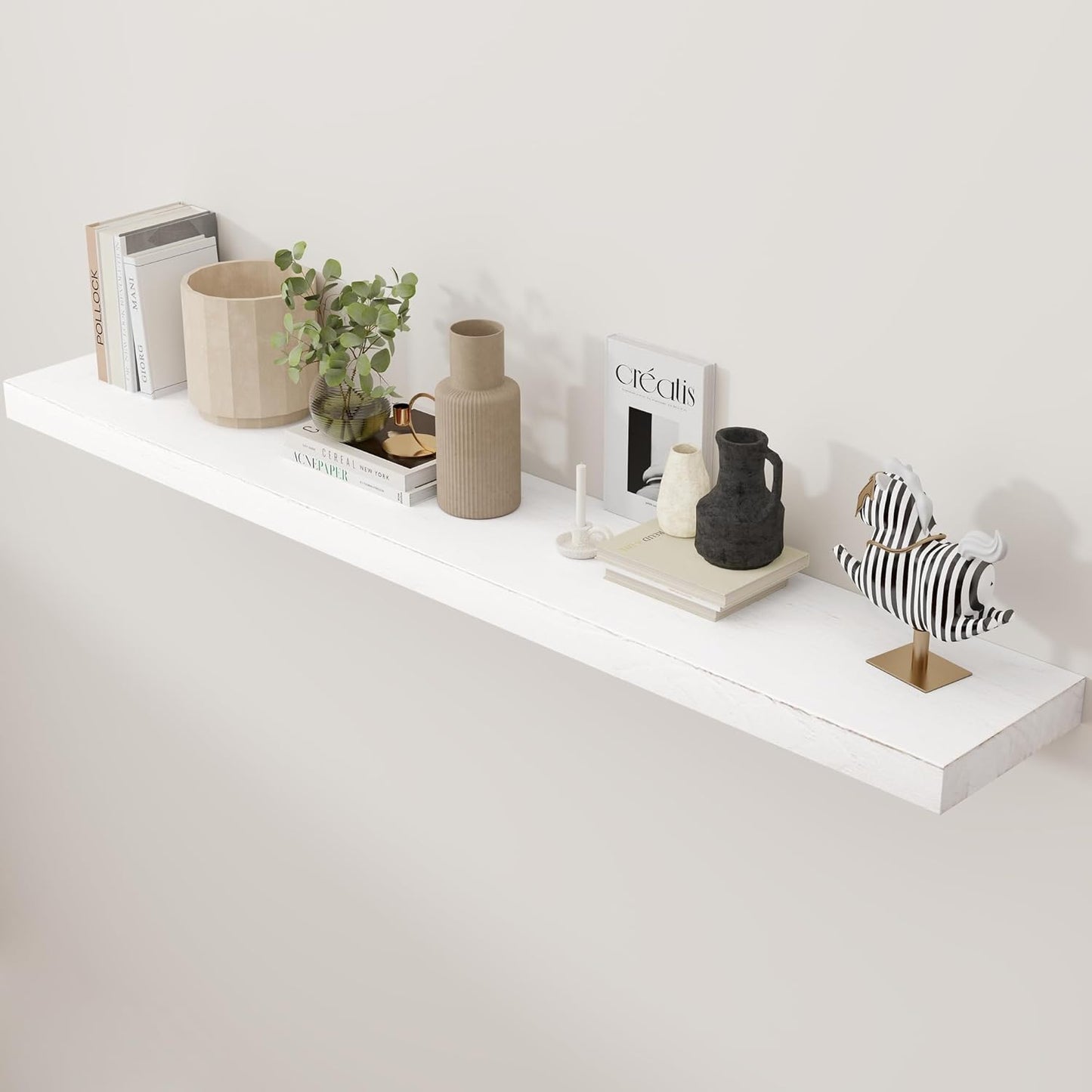 ShelfLoft 55" Wide x 8" Deep Rustic Solid Elm Wood Wall Shelves for Storage, 1 Pack