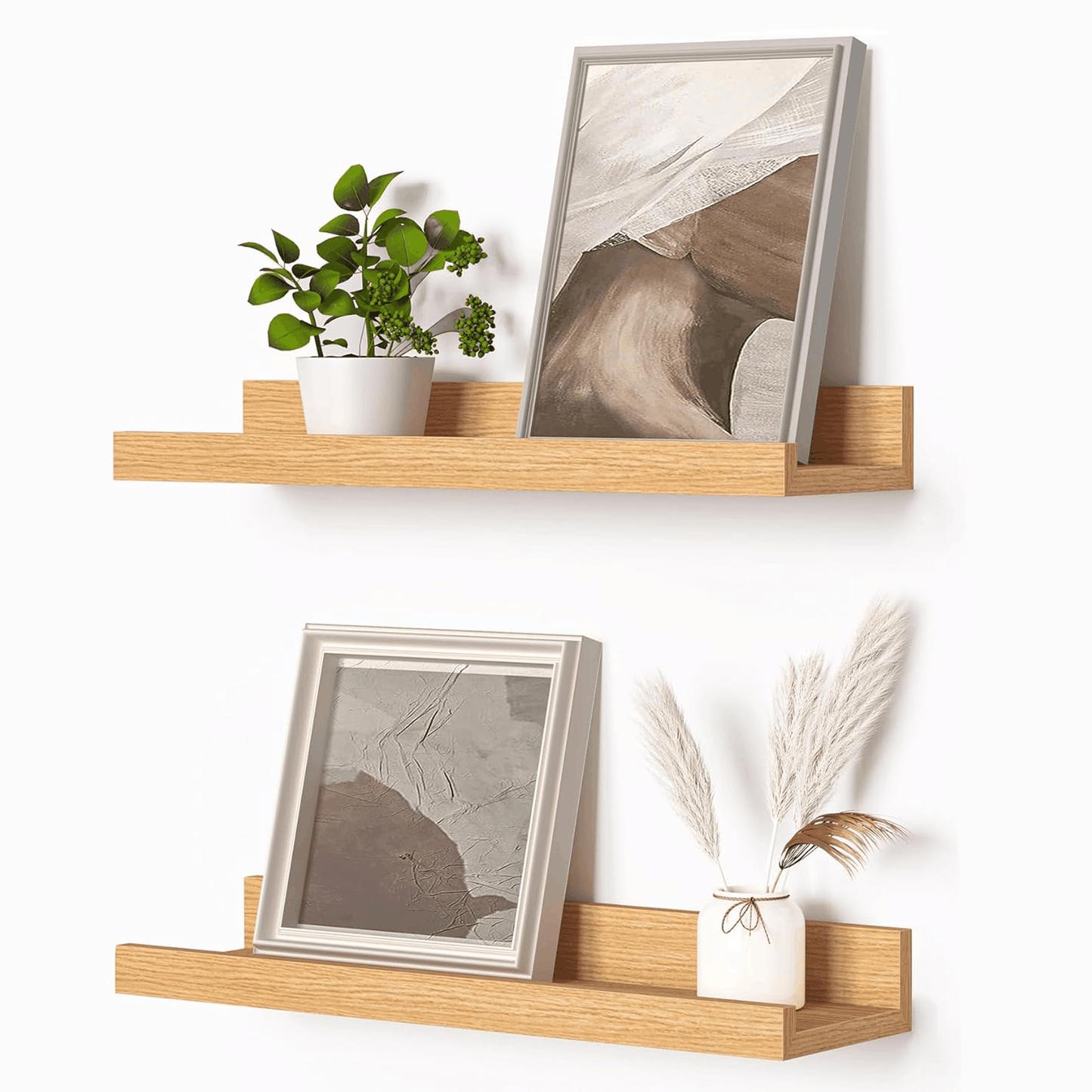 ShelfLoft 4.5 Inch Deep Picture Ledge Shelf Wall Floating Shelves with Lip,Set of 2