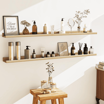 Shelfloft 4.7 Inch Deep Picture Ledge Shelf Rustic Fir Hardwood Floating Wall Shelves with Lip