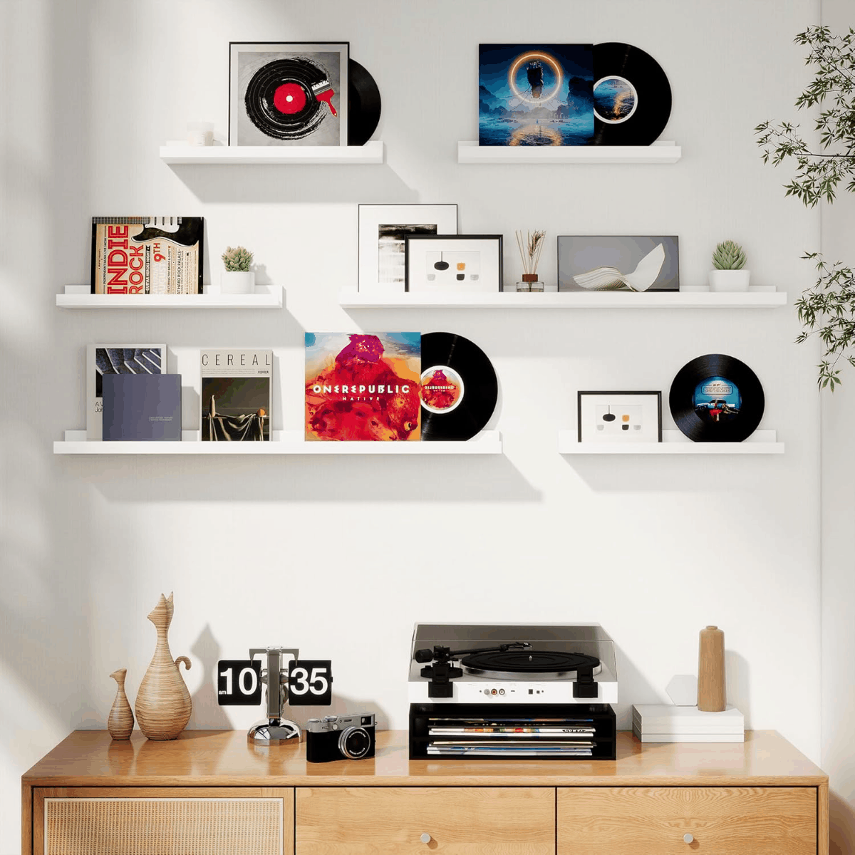 ShelfLoft 5.4 Inch Deep Picture Ledge Shelf Floating Wall Storage Shelves, Set of 6