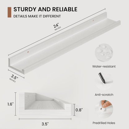 Shelfloft 3.5 Inch Deep Picture Ledge Shelf Solid Wood Wall Shelves